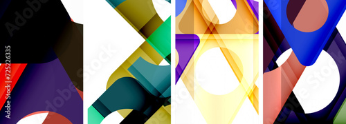Abstract background set featuring captivating triangles. Harmonious blend of geometry and style, these designs bring modern flair