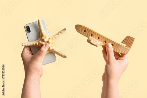 Hands holding a smartphone ...