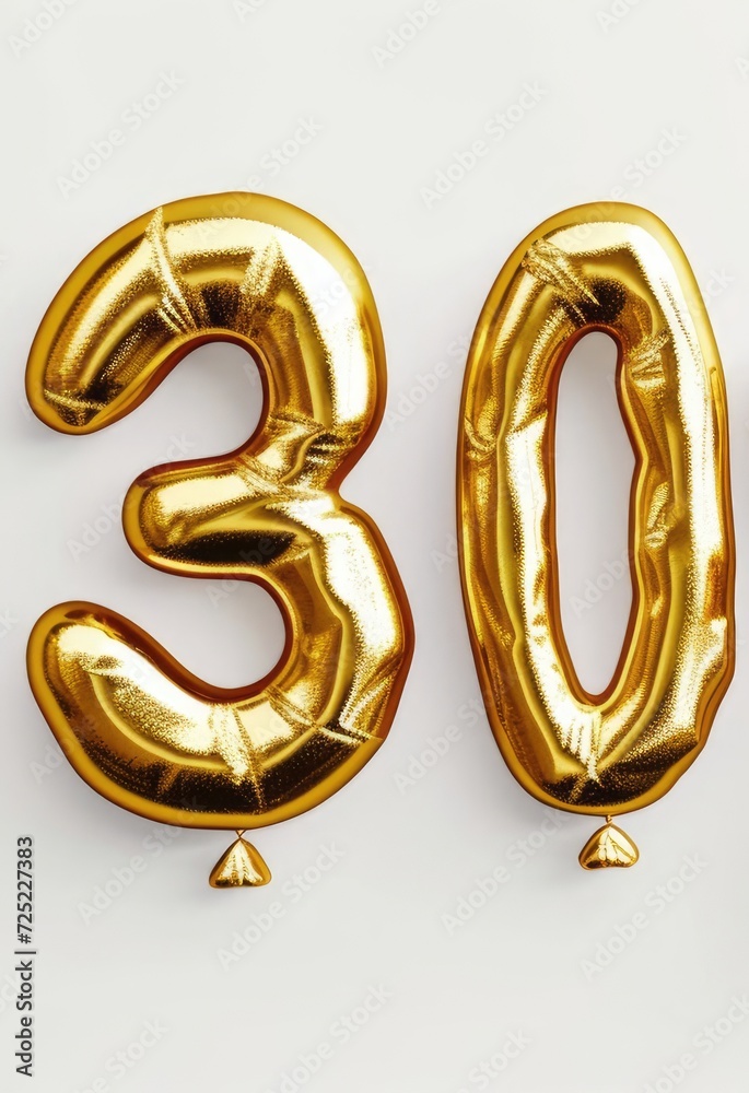 Number 30 Gold Metallic Text Generative AI Number 30 Gold Metallic Text Generative AI