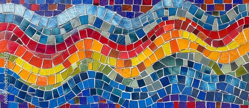 Mosaic tile waves, with small, colorful square tiles arranged in a wavy pattern