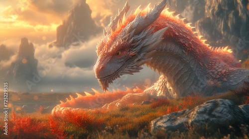 dragon in a fantastical landscape