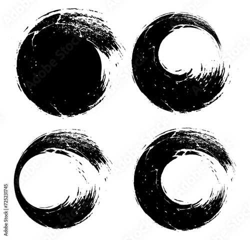 set of black and white brush stroke round circle, set of black and white stains, set of black and white vector scribble round circle icons frame brush stroke vector illustration,