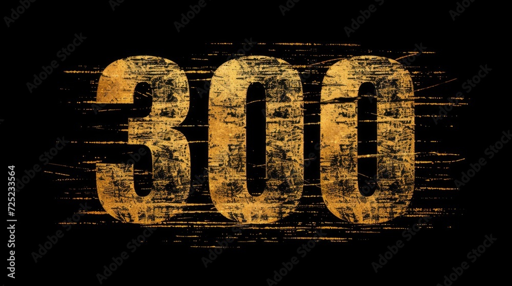 Fototapeta premium Number 300 Logo Golden Metallic Symbol Style Generative AI