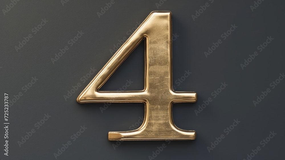 Number 4 Logo Gold Metallic Symbol Style Generative AI Number 4 Logo Gold Metallic Symbol Style Generative AI