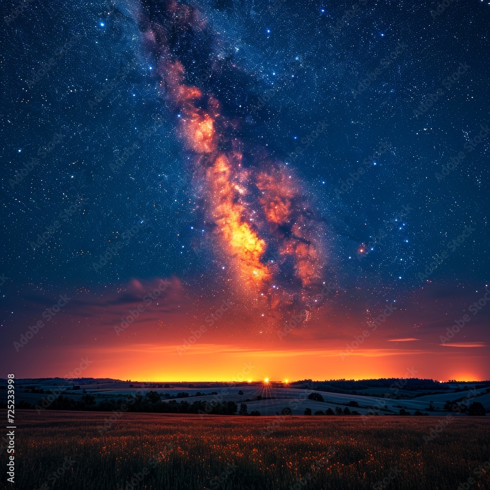 Milky Way Arching over Countryside - Night Sky Splendor