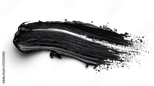 Mascara brush stroke texture black paint swatch makeup smudge ink isolated background eye brushstroke. generative ai photo