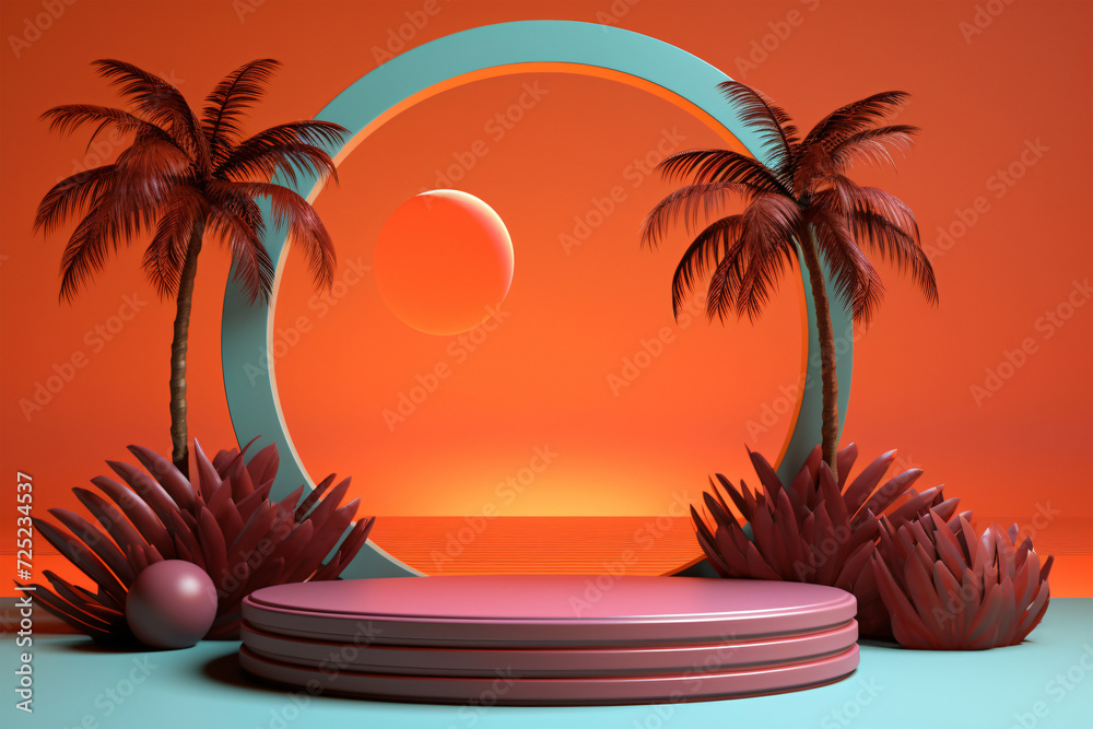 Obraz premium Tropical podium 3d background