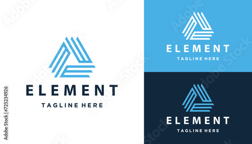 Rotating Initial Letter E W M with Modern Triangle Stripes For Business Brand Inspiration Logo Design