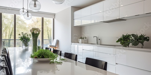 Contemporary kitchen with white furnishings