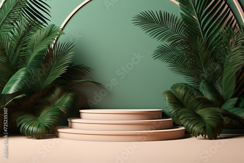 Tropical podium 3d background