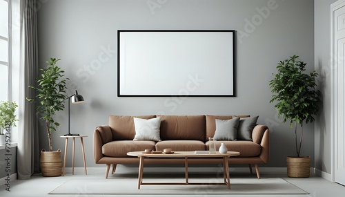 Style loft interior with gray armchair on cozy wall.3d rendering