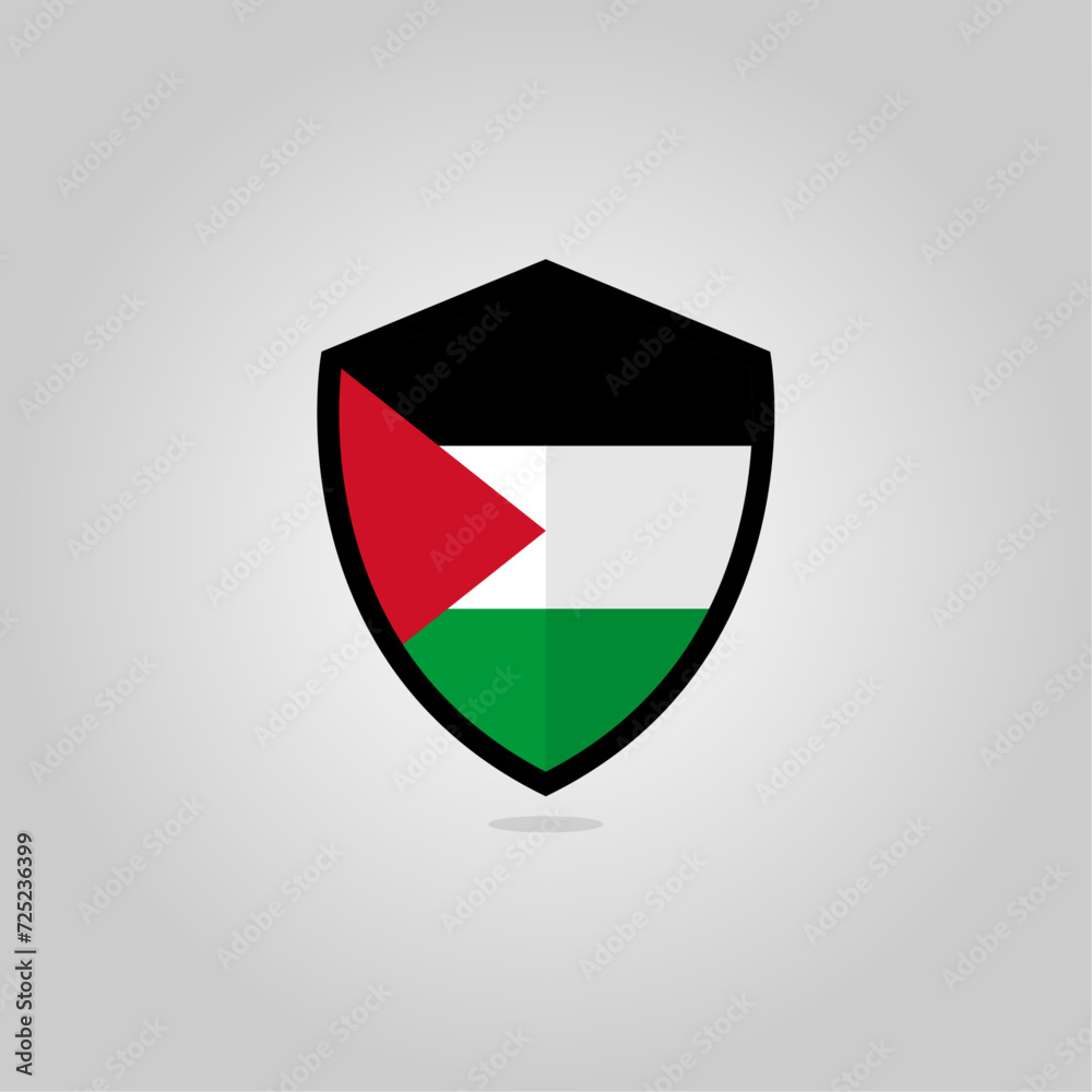 Palestine Flag Flat Vector Shield Badge Palestine Flag Flat Vector Shield Badge