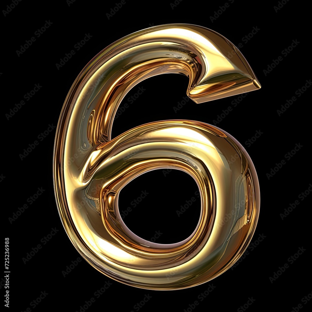 Number 6 Logo Gold Shiny Icon Fancy Generative AI Number 6 Logo Gold Shiny Icon Fancy Generative AI