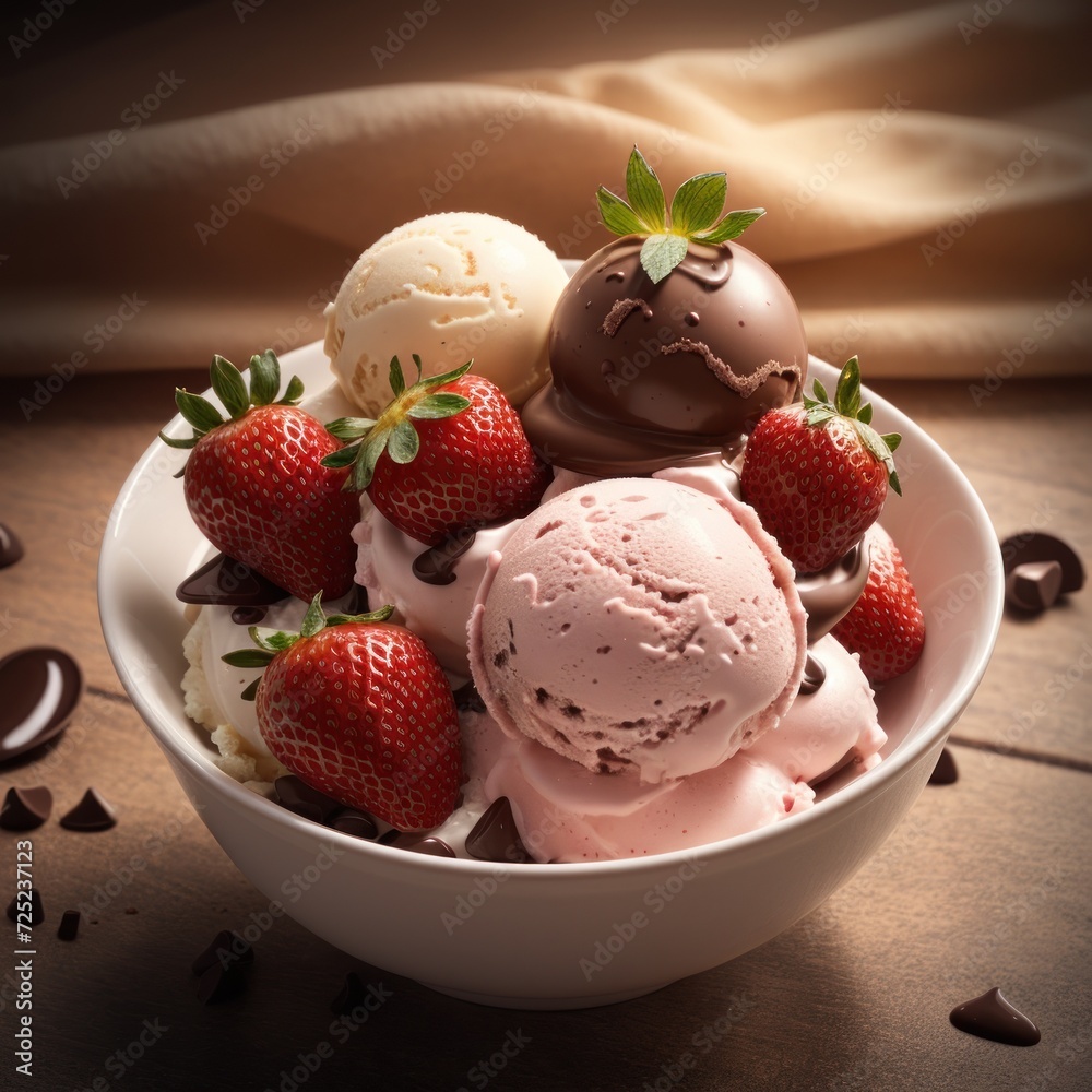 Gourmet Strawberry and Chocolate Ice Cream Delight Gourmet Strawberry and Chocolate Ice Cream Delight
