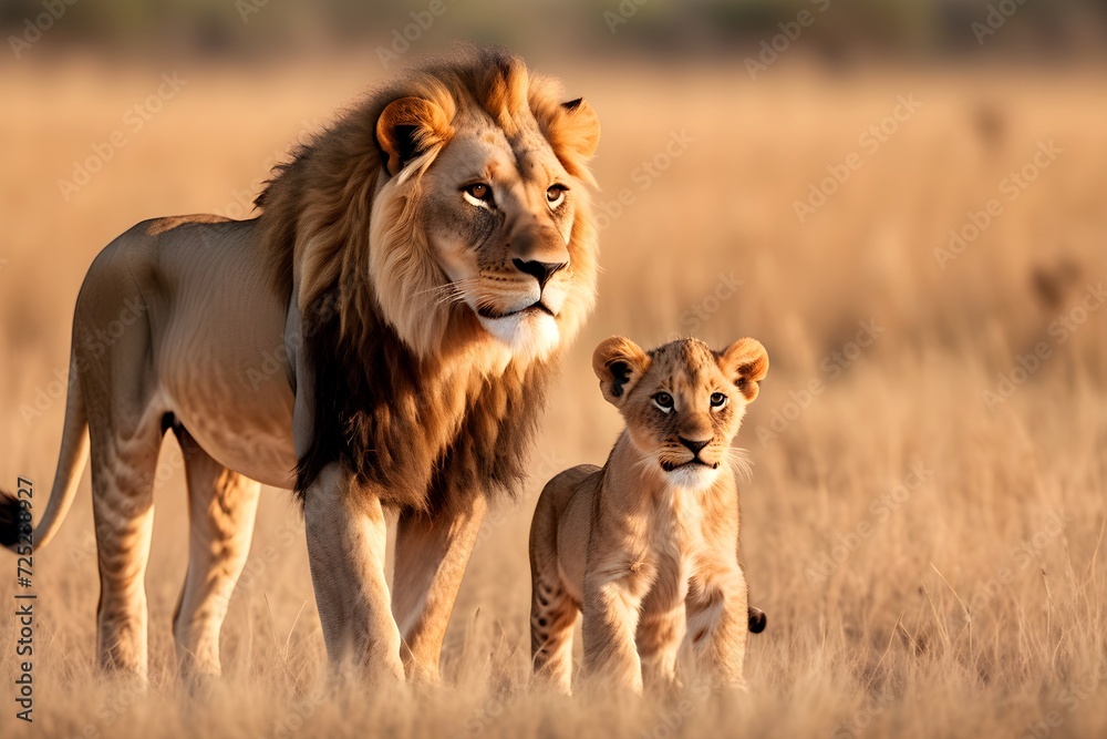 Lion is running, portrait of wild animals in natural. africa Lion is running, portrait of wild animals in natural. africa