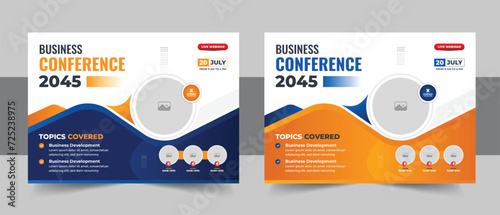 Online live webinar conference banner design template layout vector or modern horizontal business conference flyer template layout