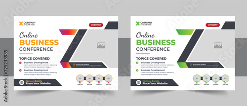 Multicolor business conference flyer or invitation banner template design layout, Creative corporate business workshop, meeting or training promotion layout vector