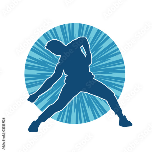 Silhouette of a man in dancing pose. Silhouette of a male dancer in performing pose.