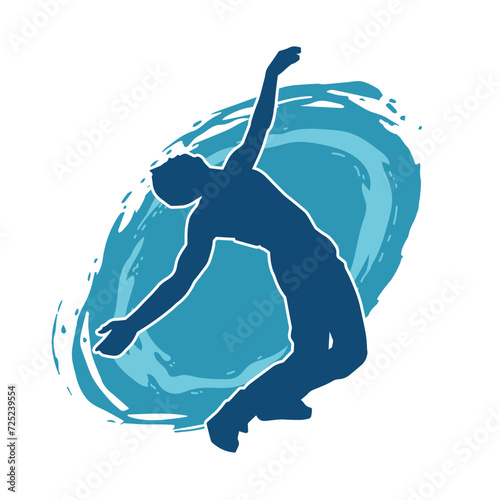 Silhouette of a man in dancing pose. Silhouette of a male dancer in performing pose.