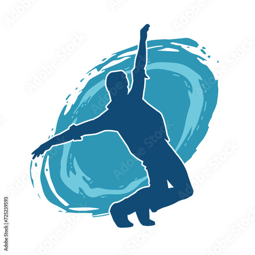 Silhouette of a man in dancing pose. Silhouette of a male dancer in performing pose.