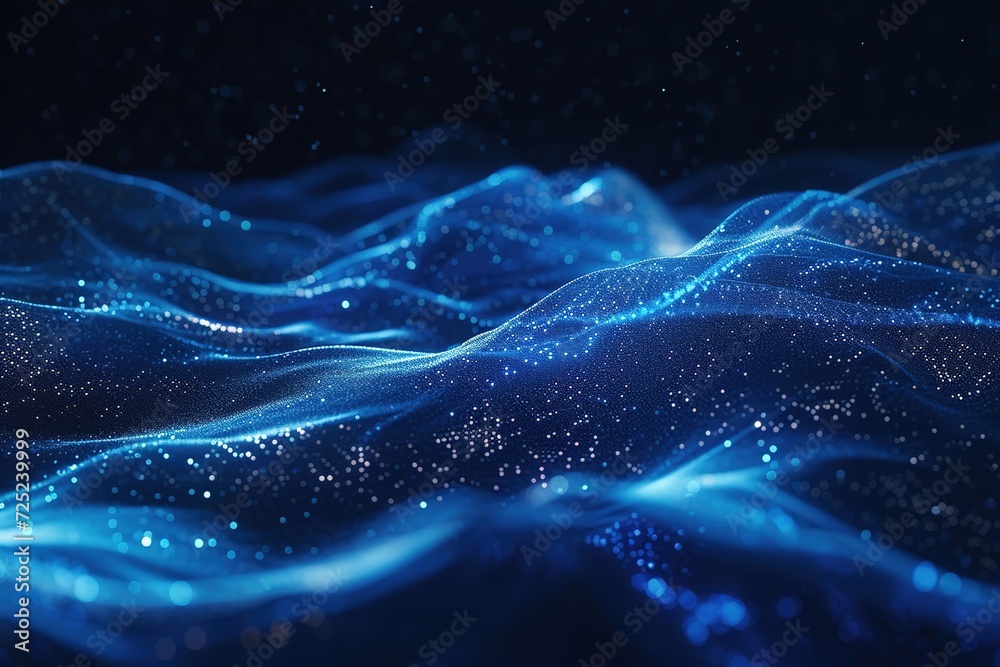 Blue Fractal Wave in Virtual Reality: A Dark Perspective of Energy Patterns in the Mathematical Realms of Technology and Science Concept Futuristic Motion Rendering Blue Fractal Wave in Virtual Reality: A Dark Perspective of Energy Patterns in the Mathematical Realms of Technology and Science Concept Futuristic Motion Rendering