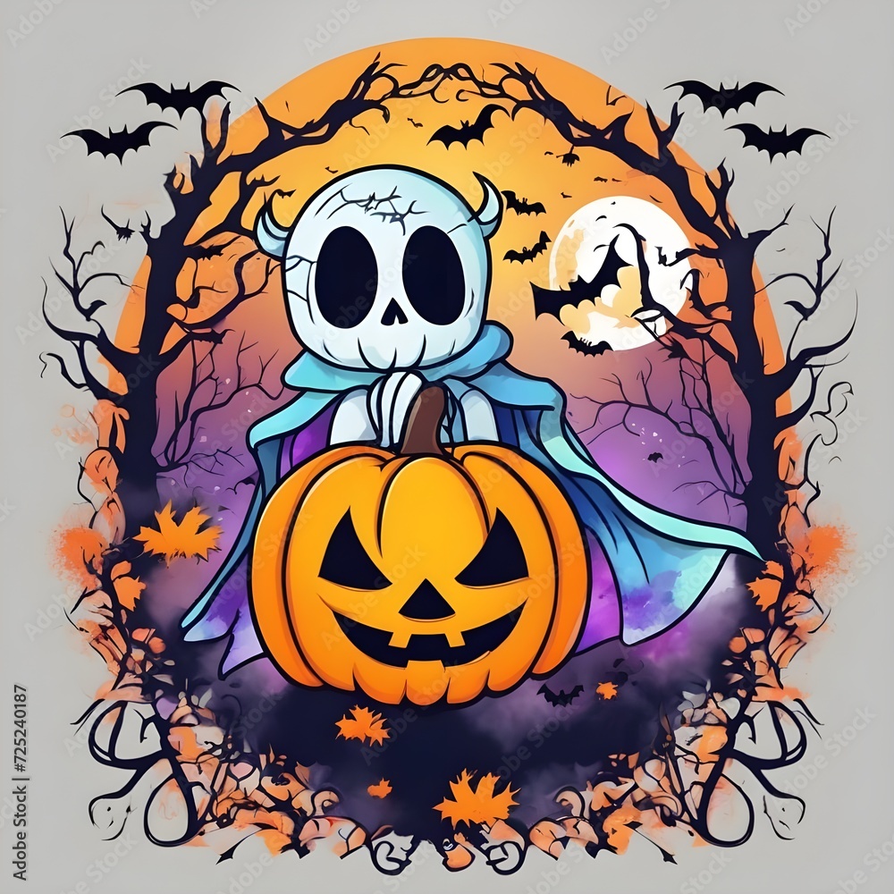 Halloween themed t shirt design ai generated