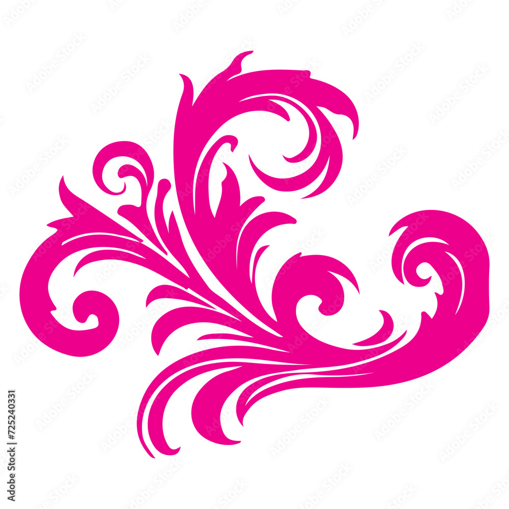 elegant swirls damask with floral hand draw pink line style element illustration isolated on white background elegant swirls damask with floral hand draw pink line style element illustration isolated on white background