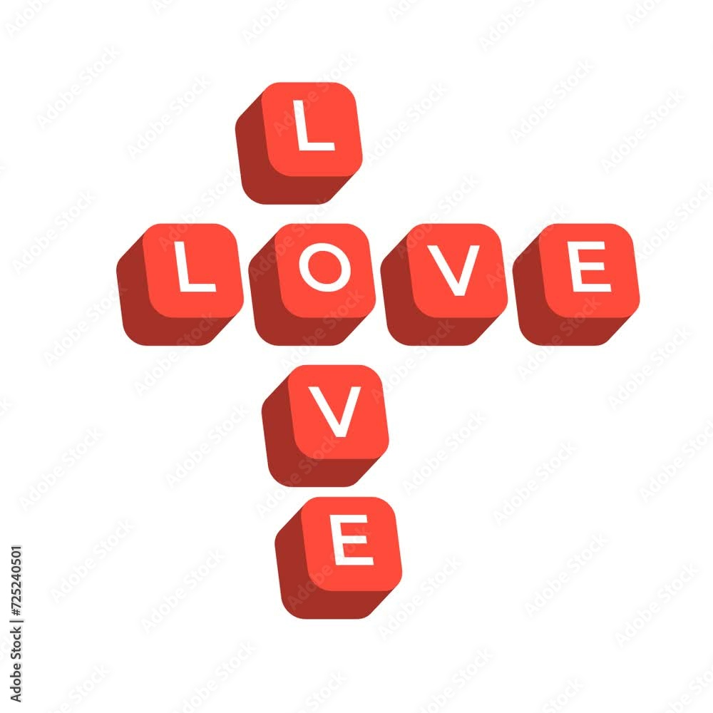 Love isometric text Animation with transparent background Love isometric text Animation with transparent background