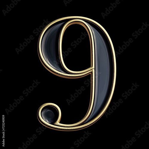 Number 9 Logo Golden Shiny Icon Fancy Generative AI