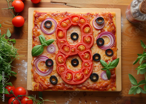 Creative number eight pizza art for womens day celebration