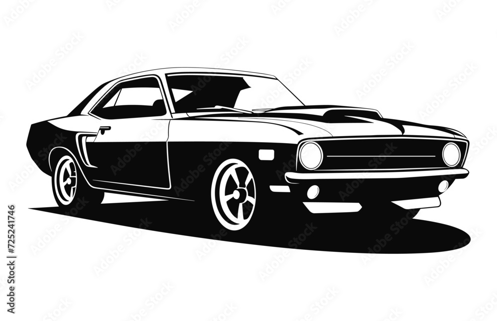 American Classic Car vector black silhouette