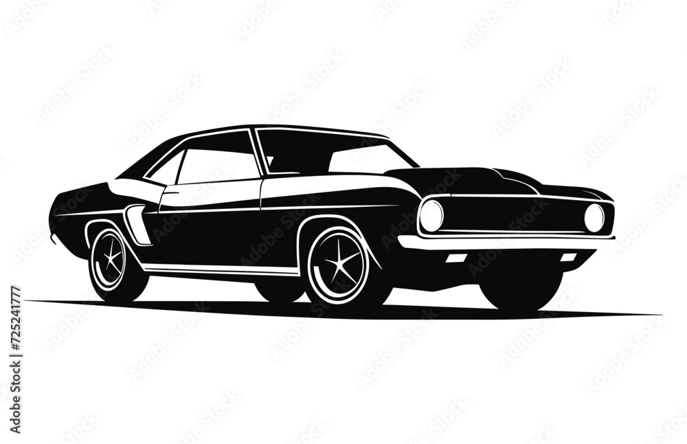 American Classic Car vector black silhouette