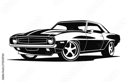 American Car Vector Silhouette  Vintage American Car black Clip art