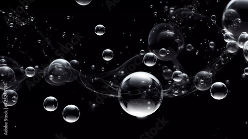 transparent bubbles on black background. generative ai