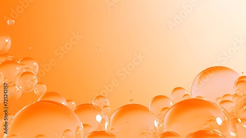 transparent bubbles on orange background. generative ai
