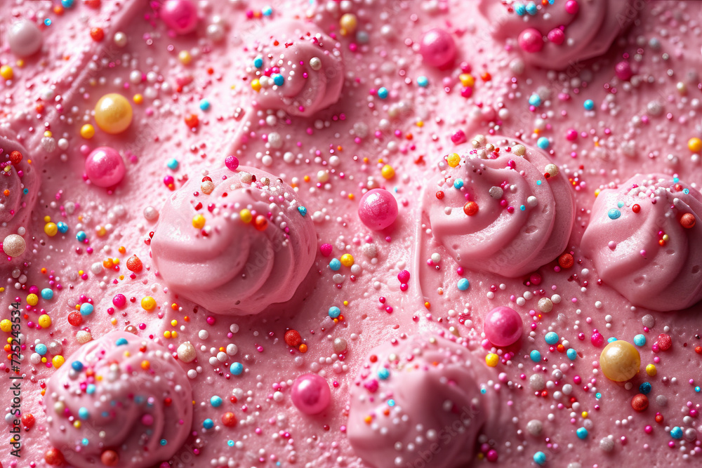 a pink background with colored sprinkles, in the style of animated gifs, christcore, pantonepunk, generative ai a pink background with colored sprinkles, in the style of animated gifs, christcore, pantonepunk, generative ai