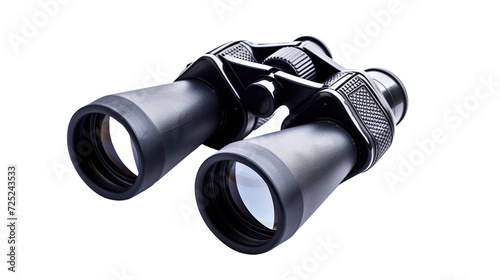 black binoculars on transparent background