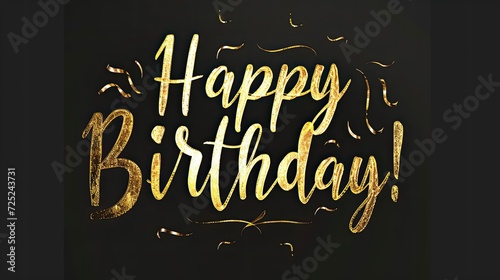 Happy Birthday Gold Shiny Fancy Script Generative AI