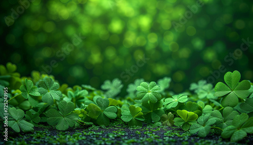 Abstract Bokeh background frame, in the style of St Patricks Day clovers, vector illustration, generative ai photo
