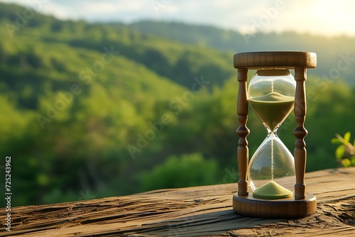 hourglass on nature background
