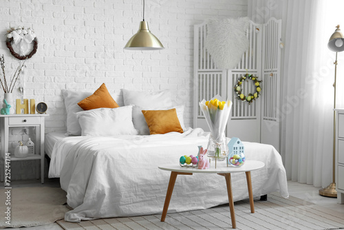 Interior of light bedroom d...