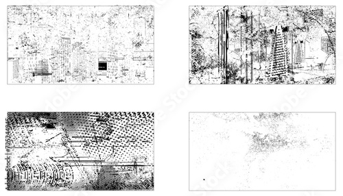 Vector grunge overlay. Hand drawn abstract texture set