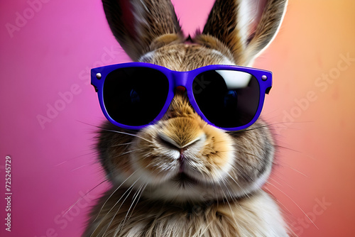 easter bunny with glasses in beautiful background