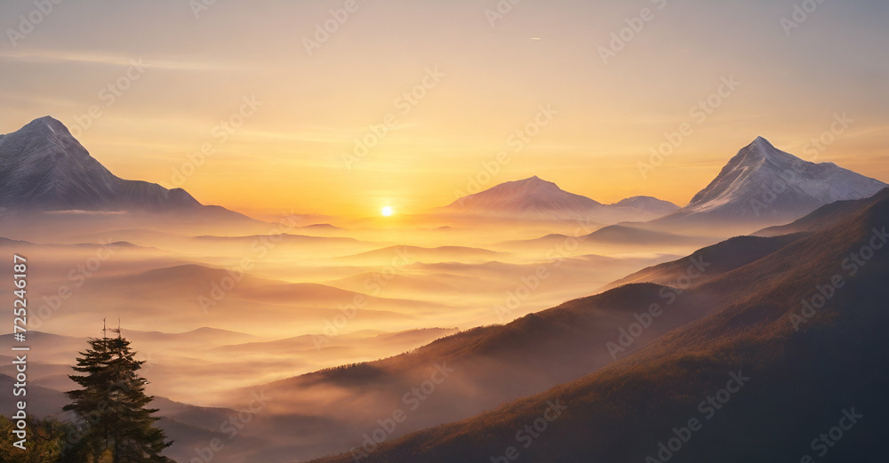 Fototapeta premium sunset in the mountains