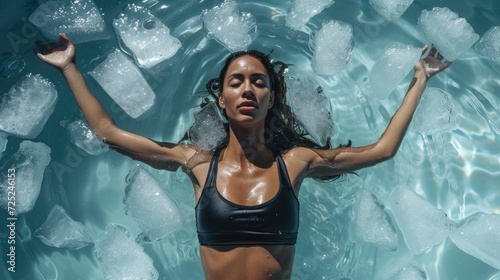 Concept of Ice Baths, Cold Water Therapy. Cold Plunges