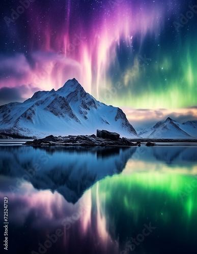 Northern lights (Aurora borealis) in the sky © Daria