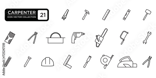 carpenter icon collection. vector icon templates can be edited and resized.