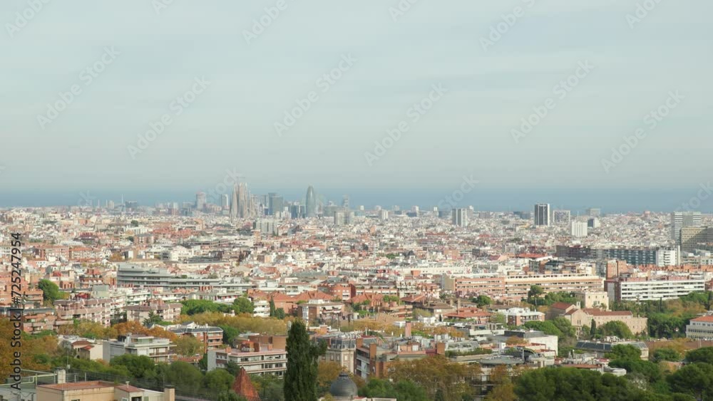 4K Wide panorama of Barcelona with the Sagrada Família in the skyline 4K Wide panorama of Barcelona with the Sagrada Família in the skyline