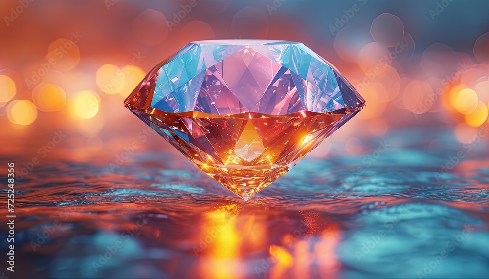 A holographic shape that resembles a diamond and reflects light in all directions A holographic shape that resembles a diamond and reflects light in all directions