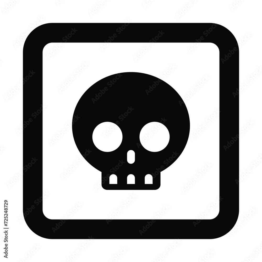 danger square shapes skull warning sign of caution hazard traffic toxic poison icon symbol vector flat badges emblems design for website mobile isolated on white Background